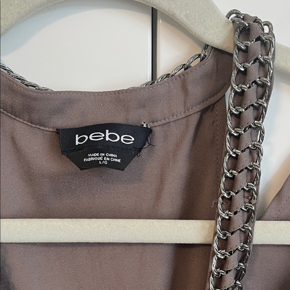 Bebe Dark Taupe Brown Sleeveless Jumpsuit Chain Detail, Size L - Picture 2 of 10